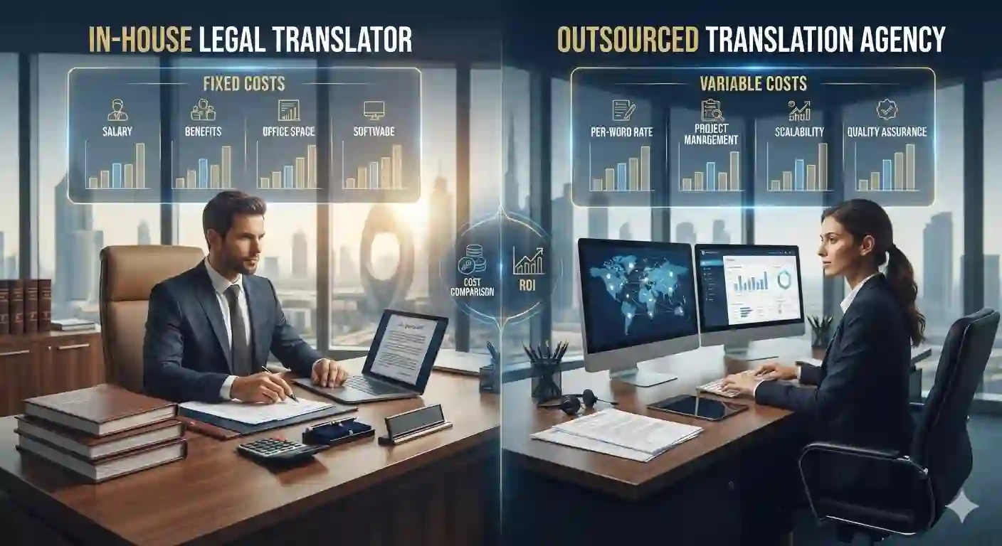 Cost comparison between in-house and outsourced legal translation in Dubai