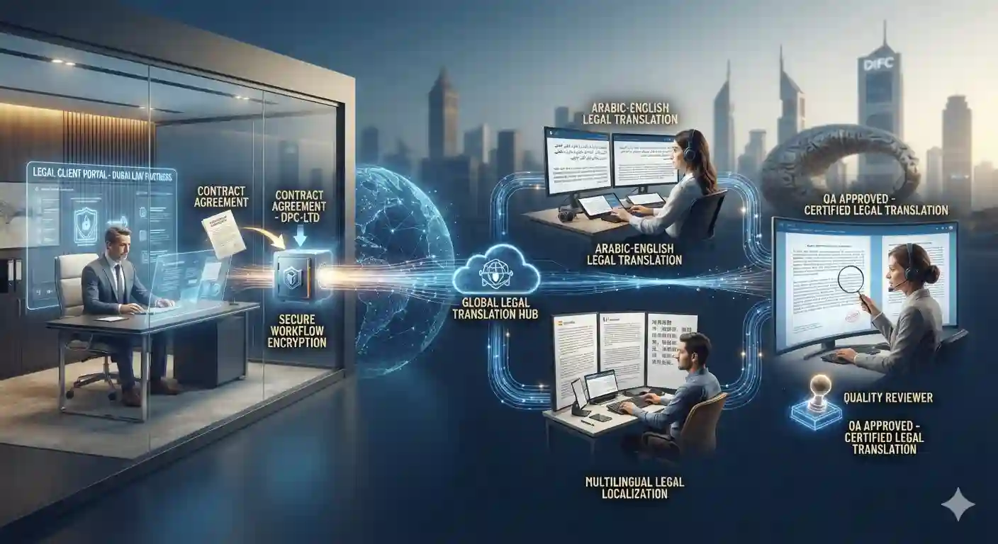 Outsourced legal translation workflow for Dubai law firms